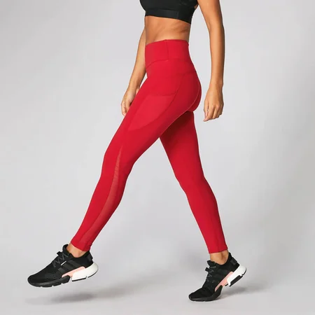 Power Maschen Leggings - Karminrot