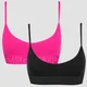 Damen Baumwoll-BH - 2er Pack - Super Pink/Schwarz