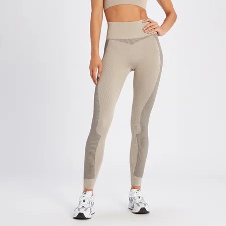 MP Damen Contrast Rib Nahtlose Leggings – Sesame/Schwarz