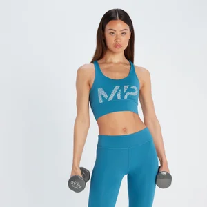 MP Damen Essentials Trainings-BH mit Aufdruck – Pilot Blue - Size XS