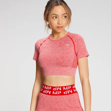 MP Damen bauchfeies Curve Kurzarm-T-Shirt — Danger