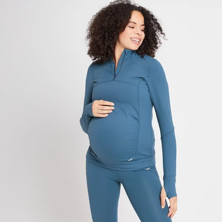 MP Power Schwangerschaftsoberteil mit 1/4-Reißverschluss für Damen - Graublau