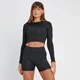 MP Damen Tempo Wendbares Langarm-Croptop – Schwarz