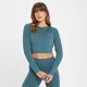 MP Essential Crop-T-Shirt mit langen Ärmeln und körperbetonter Passform für Damen - Rauchblau