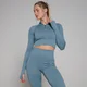 MP Damen Tempo Rib Nahtloses Croptop mit 1/4-Reißverschluss – Graphitblau