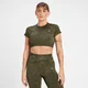 MP Damen Gemustertes, Nahtloses Adapt Crop-Top – Olivgrün
