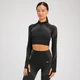 MP Damen Tempo Ultra Nahtloses Langarm-Crop-Top mit 1/4-Reißverschluss – Schwarz