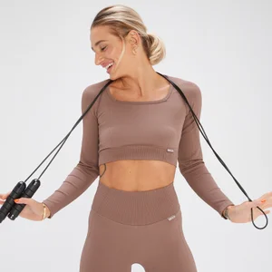 MP x Tatiana Nahtloses Croptop mit langen Ärmeln – Haselnuss - Size S