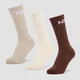 MP Unisex Crew Socken, 3er-Pack – Dunkelbraun/Helles Graubraun/Creme
