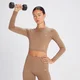MP Damen Shape Nahtloses Langarm-Croptop - Toffee