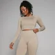 MP Damen Shape Nahtloses Langarm-Crop-Top — Sandstein