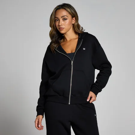MP Damen Basics Kapuzenpulli mit durchgehendem Reißverschluss — Schwarz