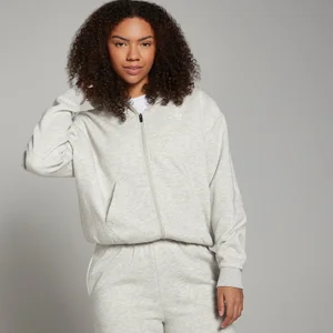MP Damen Basics Kapuzenpulli mit durchgehendem Reißverschluss – Hellgrau - Size XXS