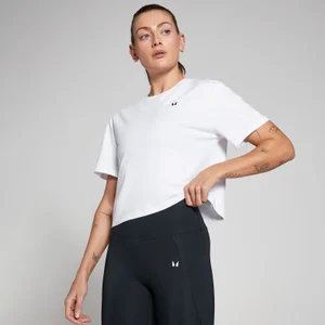 MP Damen Basics Locker sitzendes Kurzarm-Crop-T-Shirt – Weiß - Size XXS