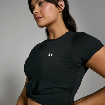MP Damen Power Kurzarm Crop-Top – Schwarz