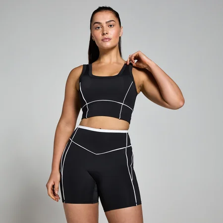 MP Damen Tempo Contrast Texture Sport-BH – Schwarz