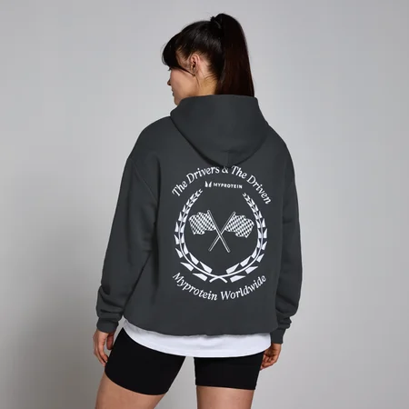 MP World Wide Kapuzenpullover mit Grafik – Verwaschenes Schwarz