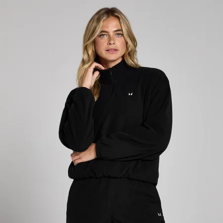 MP Damen Fleece mit 1/4-Reißverschluss und Trichterkragen – Schwarz