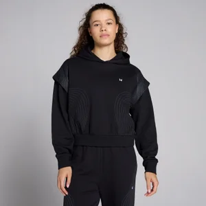 MP Damen Tempo Grafik Crop-Kapuzenpulli – Schwarz - Size S