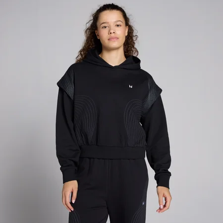 MP Damen Tempo Grafik Crop-Kapuzenpulli – Schwarz