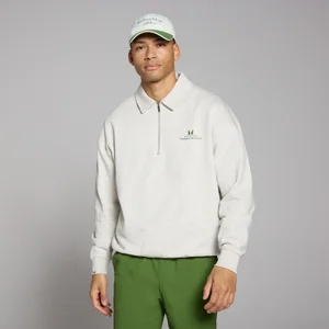 MP Herren Lifestyle Top mit Kragen und 1/4-Reißverschluss – Hellgrau - Size S