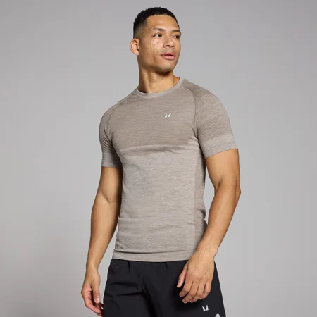 MP Herren Nahtloses Kurzarm-T-Shirt – Braun meliert