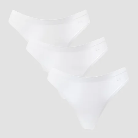 MP Damen VPL-freier Tanga mit mittelhohem Bund (3er-Packung) – Weiß