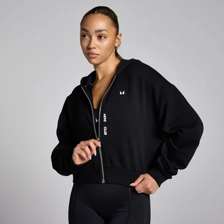 MP Damen Tempo Kapuzenpulli mit durchgehendem Reißverschluss – Schwarz