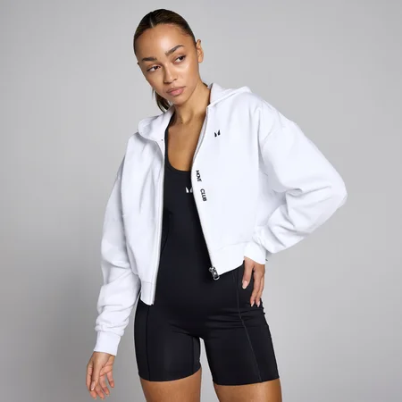 MP Damen Tempo Kapuzenpulli mit durchgehendem Reißverschluss – Weiß