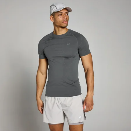 MP Herren Velocity Muscle Fit Nahtloses T-Shirt – Dunkelgrau