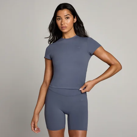 MP Damen Tempo Body Fit Kurzarm-T-Shirt – Dunkles Graublau