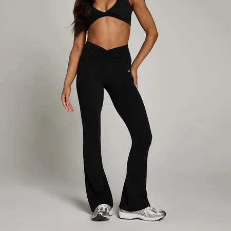MP Damen Tempo Schlag-Leggings mit geraffter Vorderseite – Schwarz
