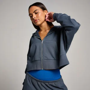 MP Damen Tempo Crop-Kapuzenpulli mit Durchgehendem Reißverschluss – Mitternacht - Size XS