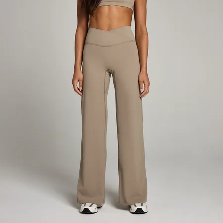 MP Damen Studio Cross Over Legging mit weitem Bein – Helles Graubraun