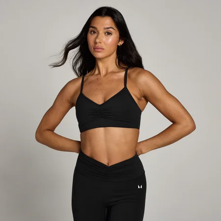 MP Damen Tempo Sport-BH mit geraffter Vorderseite – Schwarz