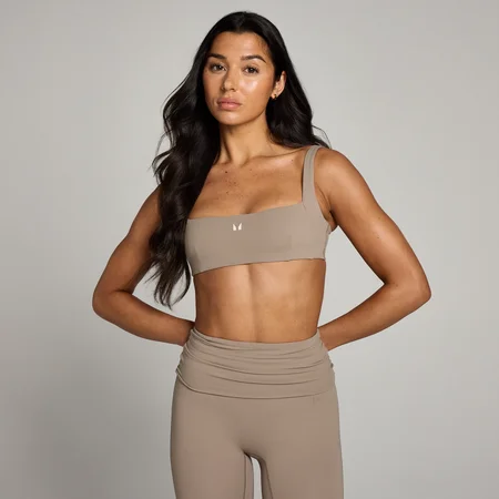 MP Damen Studio Sport-BH mit offenem Rückenausschnitt – Helles Graubraun