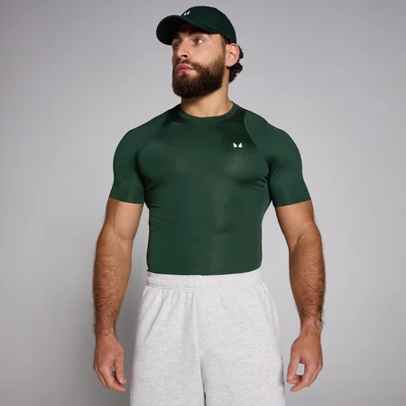 MP Herren Training Kurzarm-Baselayer — Dunkles Smaragdgrün