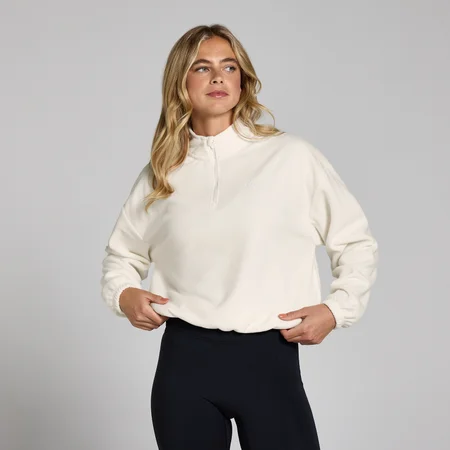 MP Damen Fleece mit 1/4-Reißverschluss und Trichterkragen – Helles Cremeweiß