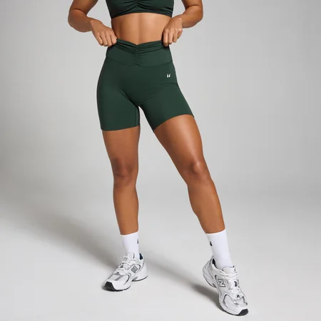 MP Damen Tempo Shorts mit Geraffter Vorderseite – Dunkles Smaragdgrün
