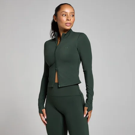 MP Damen Tempo Crop-Jacke – Dunkles Smaragdgrün