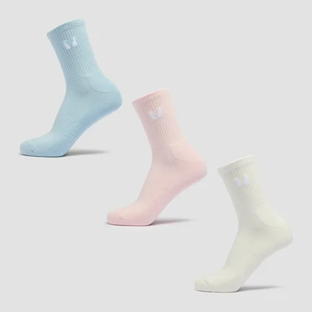 MP Unisex-Crew-Socken (3er-Packung) – Baumwolle/Babyrosa/Babyblau