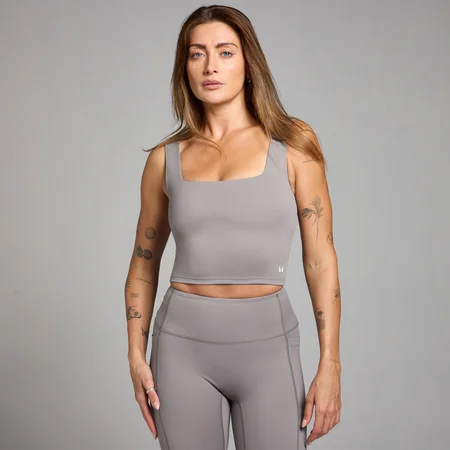 MP Damen Active Top mit quadratischem Ausschnitt – Kühles Grau