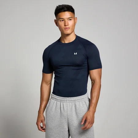 MP Herren Tempo nahtloses T-Shirt mit Grafikelement – Marineblau