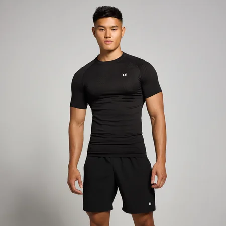 MP Herren Tempo nahtloses T-Shirt mit Grafikelement – Schwarz