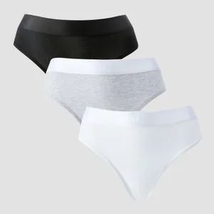 MP Damen Tanga mit Mittelhohem Bund (5er-Packung) – Weiß/Schwarz/Hellgrau - Size XS