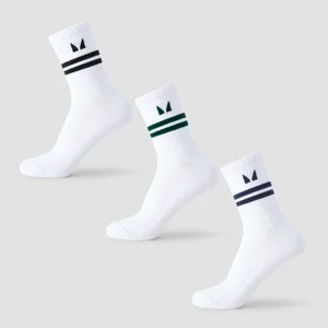 MP Stripe Retro Crew Socken (3er Pack) – Schwarz/Dunkles Smaragdgrün/Dunkles Saphirblau - Size UK 2-5