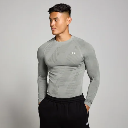 MP Herren Tempo nahtloses Langarmshirt mit Grafikelement – Storm