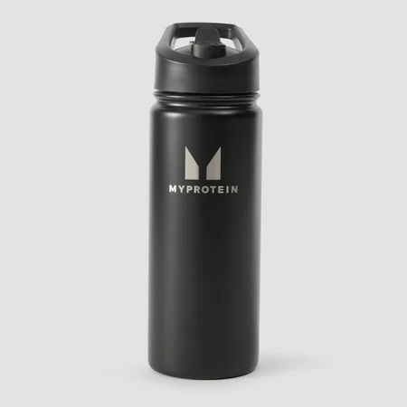 Myprotein Flip-Trinkhalmflasche aus recyceltem Metall, 500 ml – Schwarz