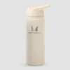 Myprotein Flip-Trinkhalm-Flasche aus recyceltem Metall, 500 ml – Naturcreme