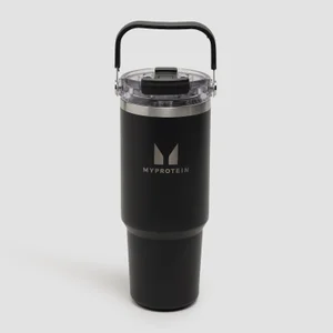 Myprotein Recycelte Metall Tragegriff Strohhalm-Flasche 900ml - Schwarz - Colour Black